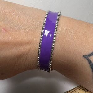 Vintage Purple Enameled Hinged Cuff Bracelet